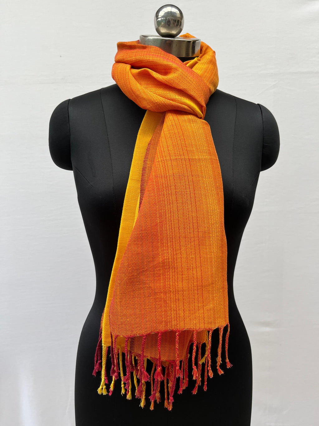 Cotton Linen Stole(Orange-Yellow) Ombre