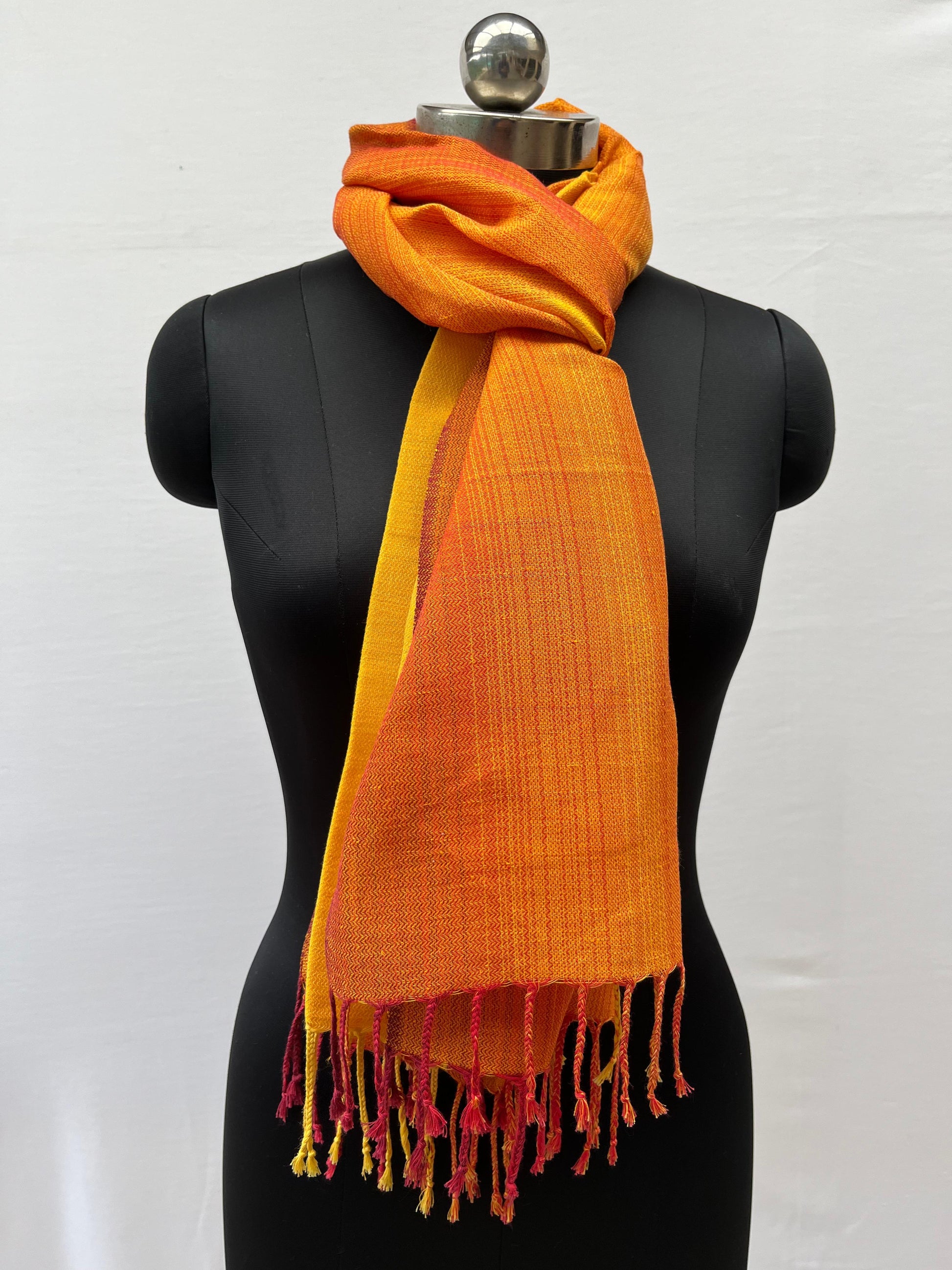 Cotton Linen Stole(Orange-Yellow) Ombre