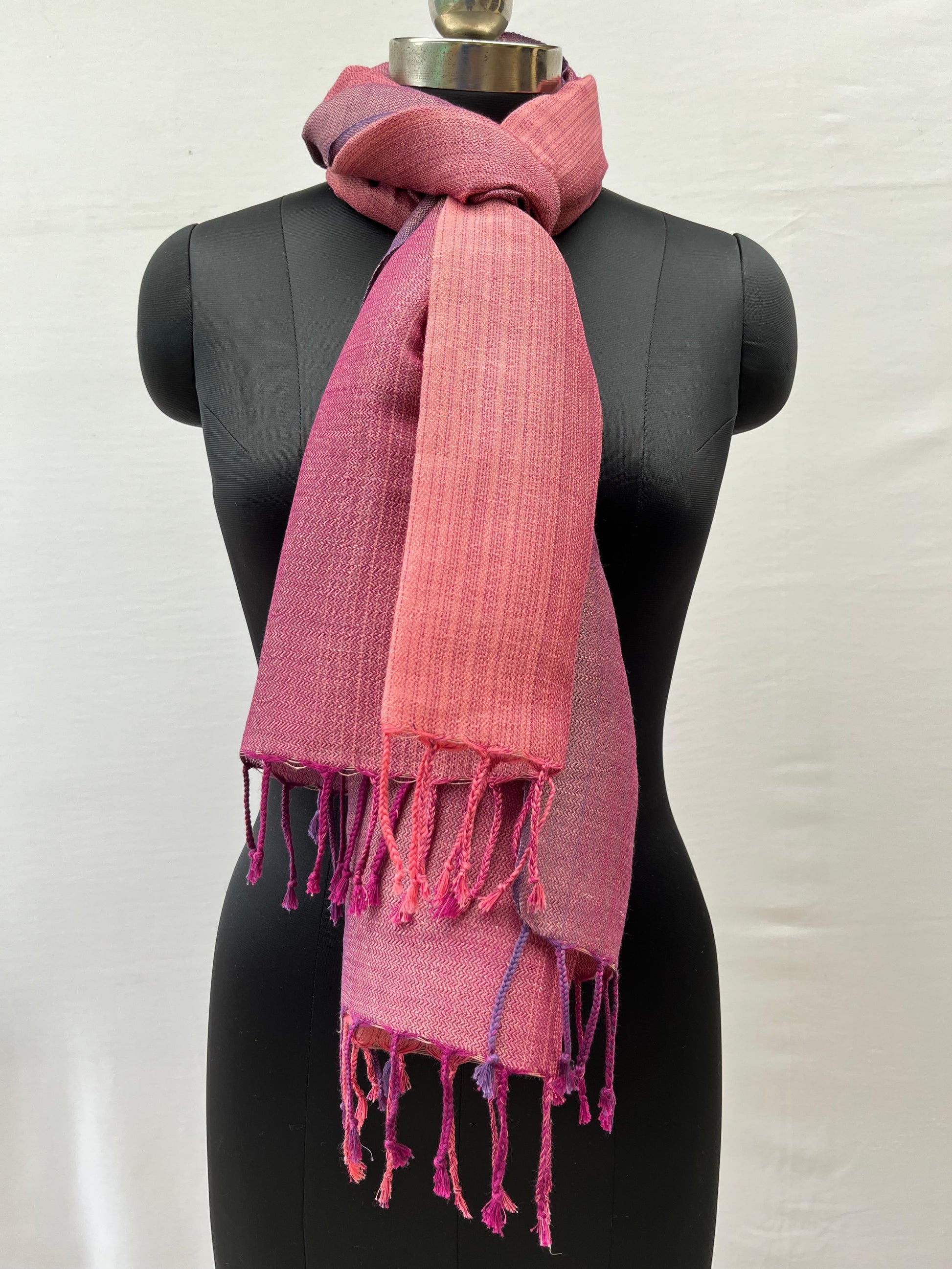 Cotton Linen Stole(Raspberry) Ombre