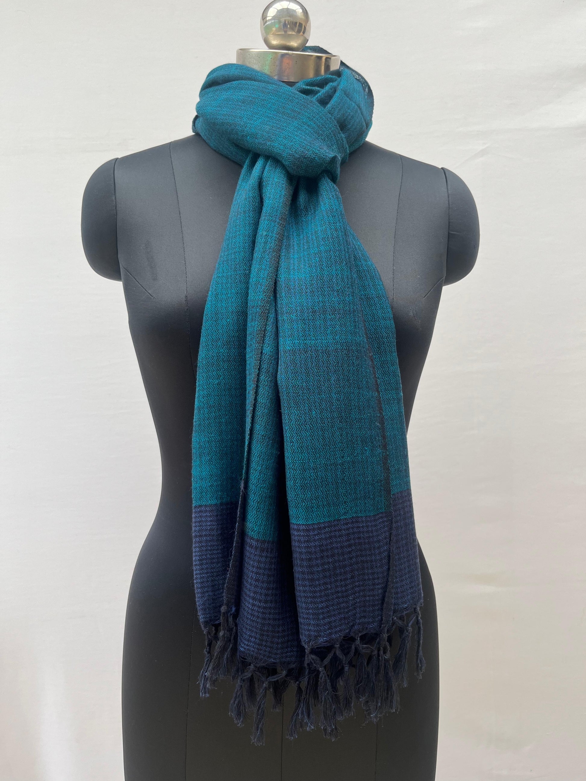 Cotton Wool Stole(Indigo)