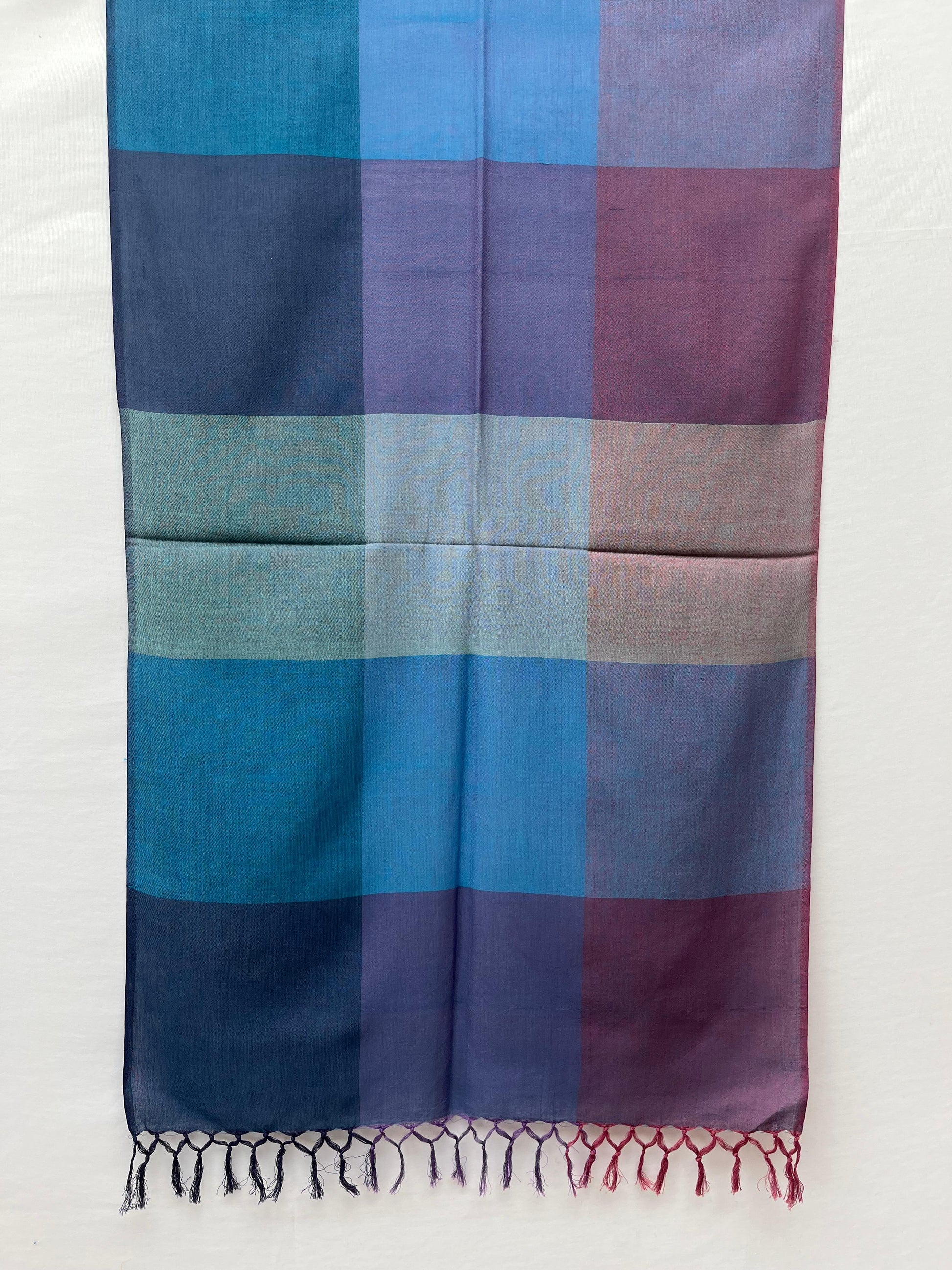 Cotton Stole (Dark Turq) Checks
