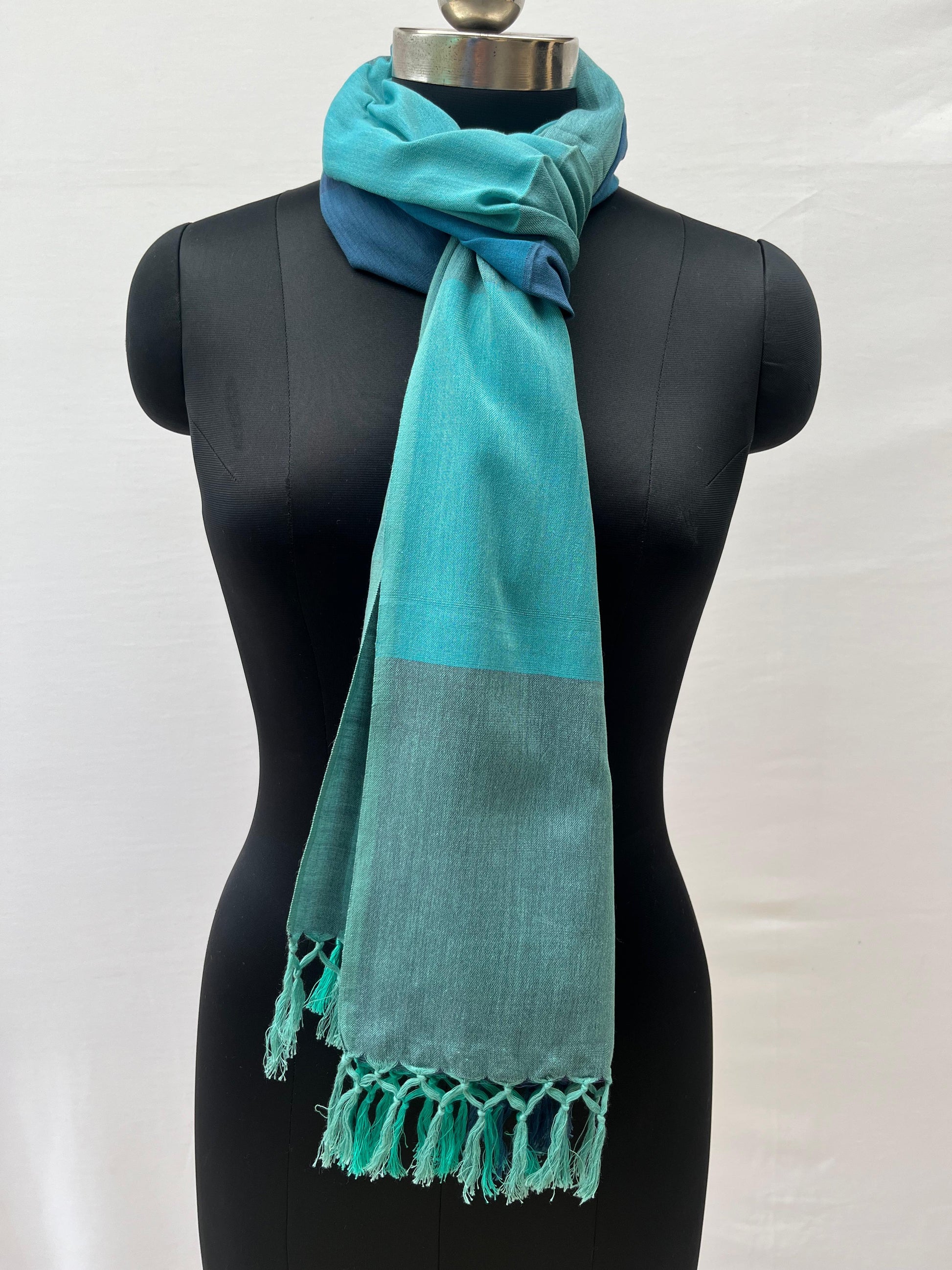 Cotton Stole (Turquoise) Checks